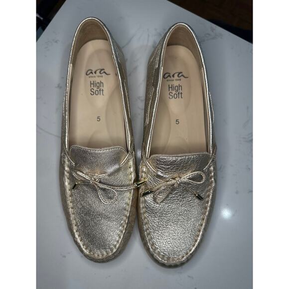 Ara Women’s Amarillo Women's Driving Moccasin Loafer, Metallic Platinum, Size 5 - Picture 4 of 7